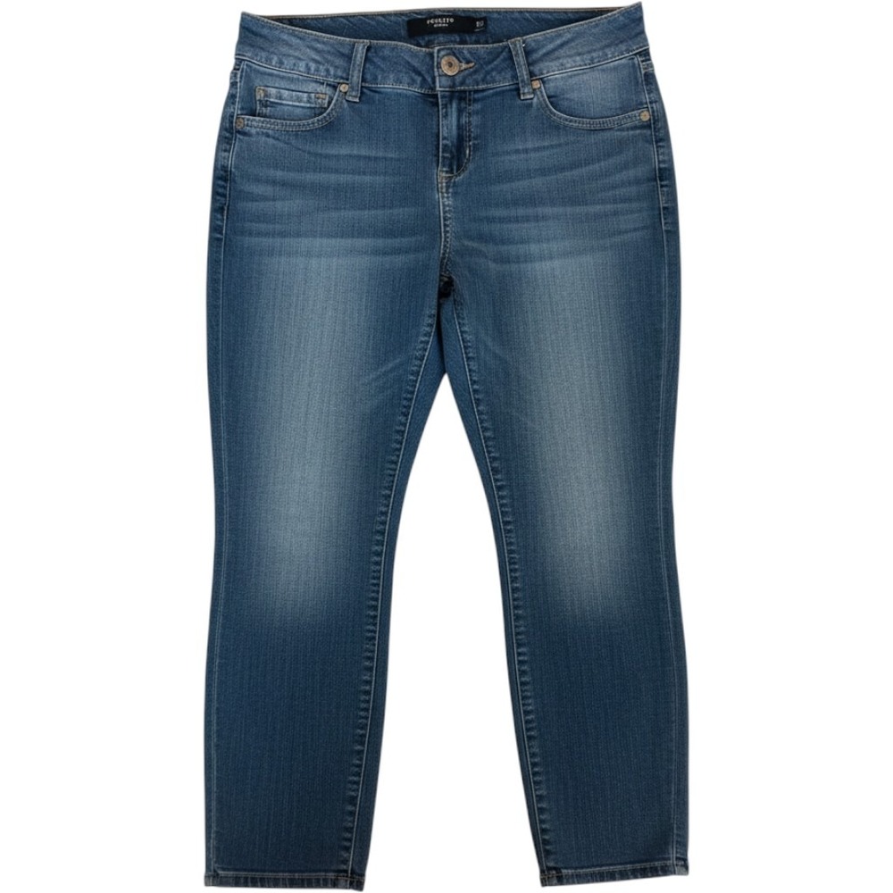 Torrid Denim Womens 16S Blue Medium Wash Skinny Jeans High Rise 3 Button Crop